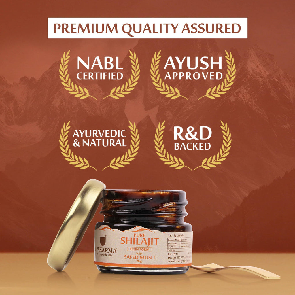 Upakarma Ayurveda Pure SJ Resin with Safed Musli & Pure SJ Resin with Gold Dust Combo | Grocsy