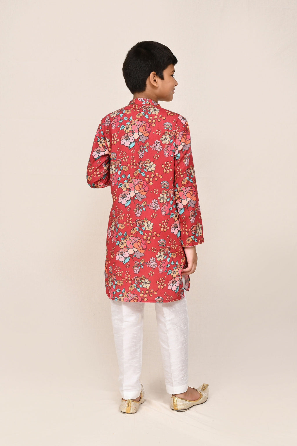 Joban Fashion Cotton Silk Red Kurta With Straight Fit Pant | Grocsy