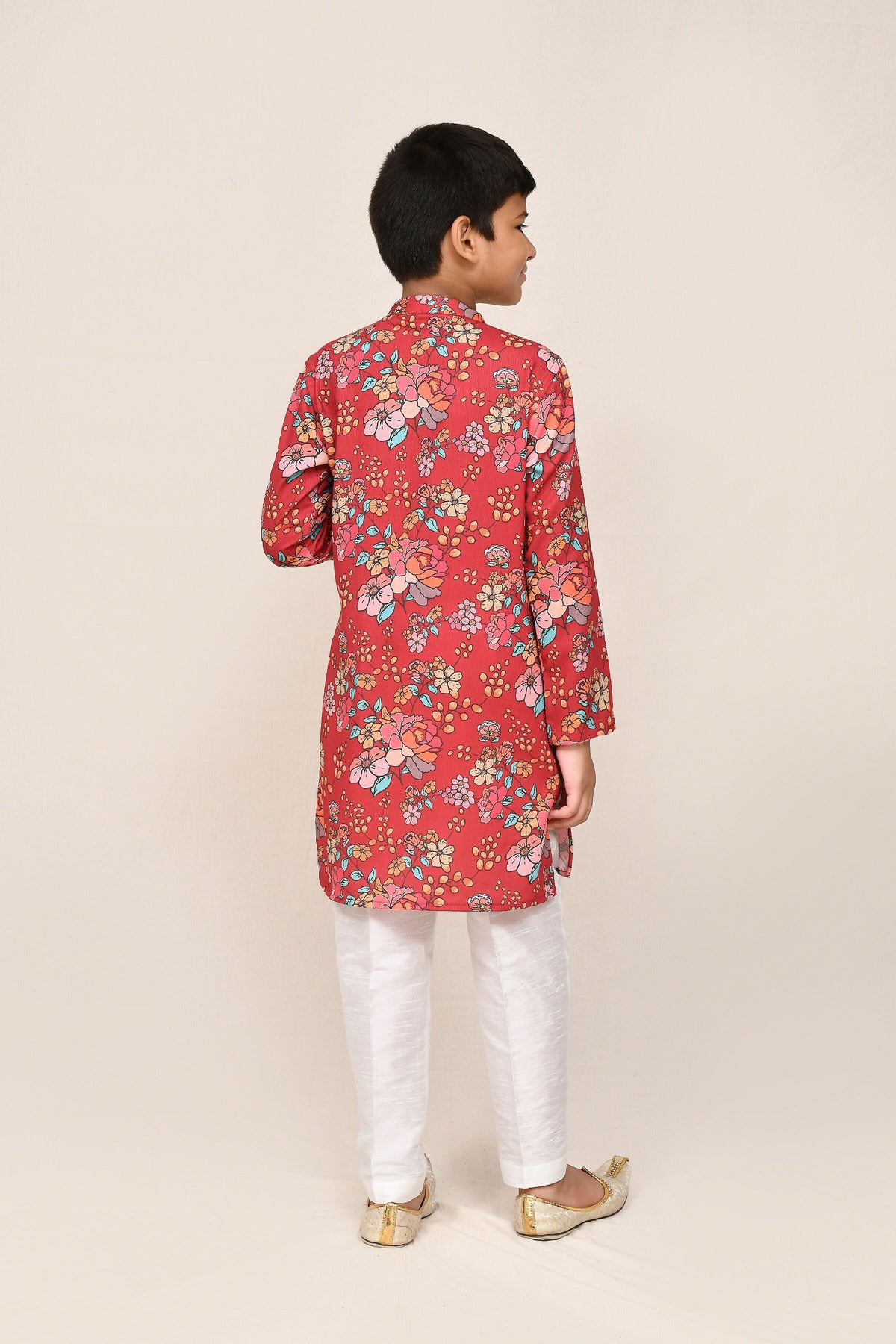Joban Fashion Cotton Silk Red Kurta With Straight Fit Pant | Grocsy