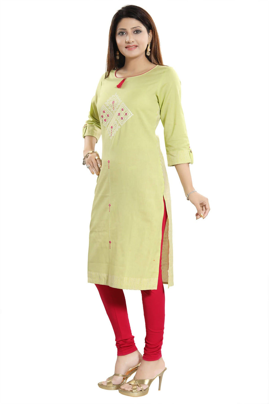 Snehal Creations Easy Breezy Liril Green Cotton Printed Tunic | Grocsy