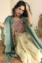 Anaita Maroon Chinon Readymade Shrug Suit with Embroidery Sequence Work | Grocsy