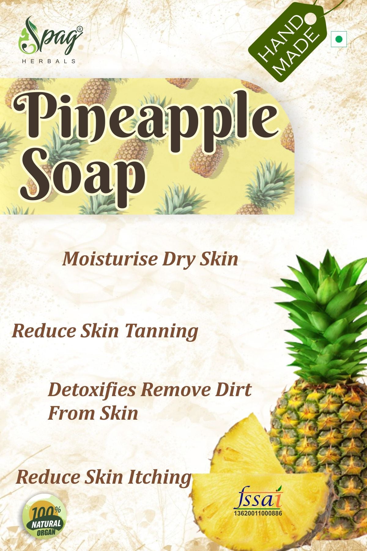 Spag Herbals Pineapple Honey Handmade Soap | Grocsy