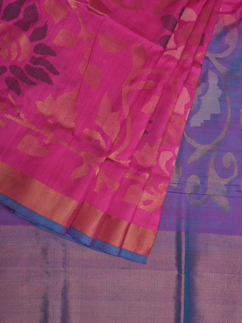 Pink and Lavender Uppada Silk Handloom Saree with All Over Design - Global Threads | Grocsy