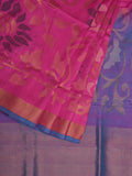 Pink and Lavender Uppada Silk Handloom Saree with All Over Design - Global Threads | Grocsy