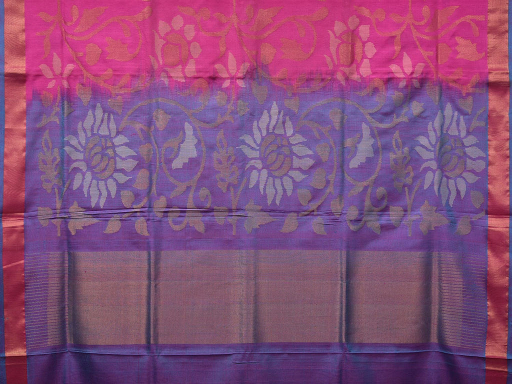 Pink and Lavender Uppada Silk Handloom Saree with All Over Design - Global Threads | Grocsy