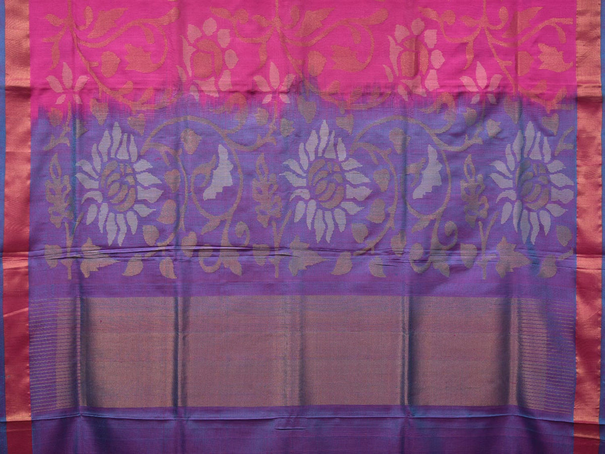Pink and Lavender Uppada Silk Handloom Saree with All Over Design - Global Threads | Grocsy