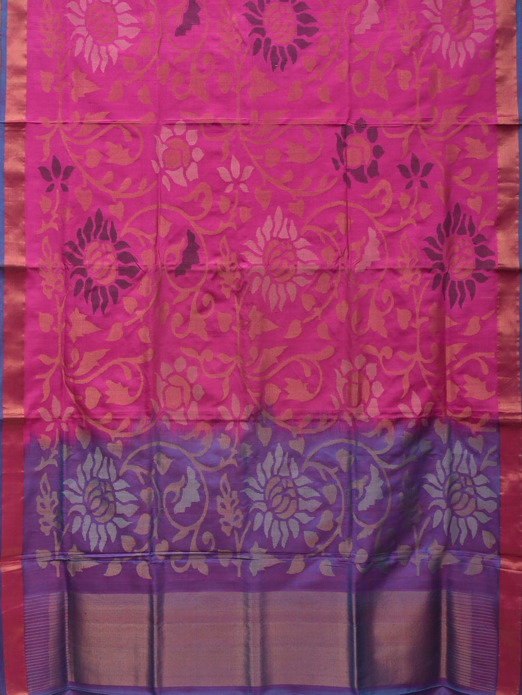 Pink and Lavender Uppada Silk Handloom Saree with All Over Design - Global Threads | Grocsy