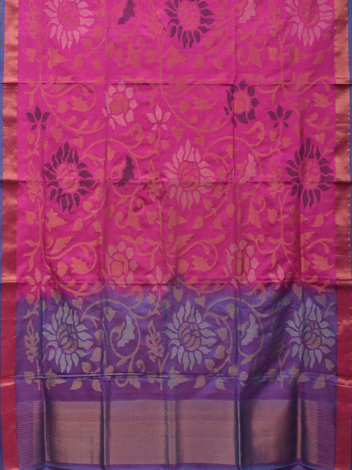 Pink and Lavender Uppada Silk Handloom Saree with All Over Design - Global Threads | Grocsy