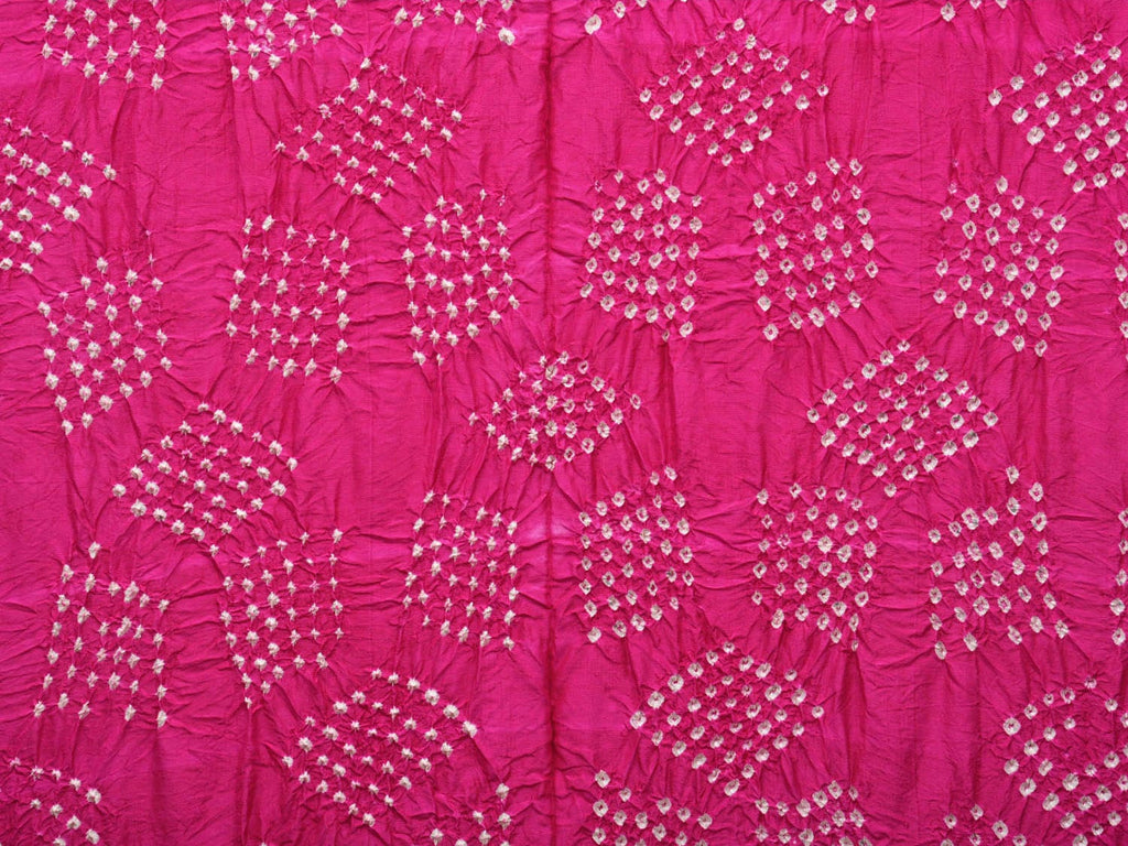 Pink and Purple Bandhani Kanchipuram Silk Handloom Dupatta with Border Design - Global Threads | Grocsy