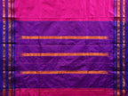 Pink and Purple Narayanpet Silk Handloom Plain Saree with Traditional Border Design No Blouse - Global Threads | Grocsy