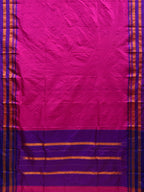 Pink and Purple Narayanpet Silk Handloom Plain Saree with Traditional Border Design No Blouse - Global Threads | Grocsy
