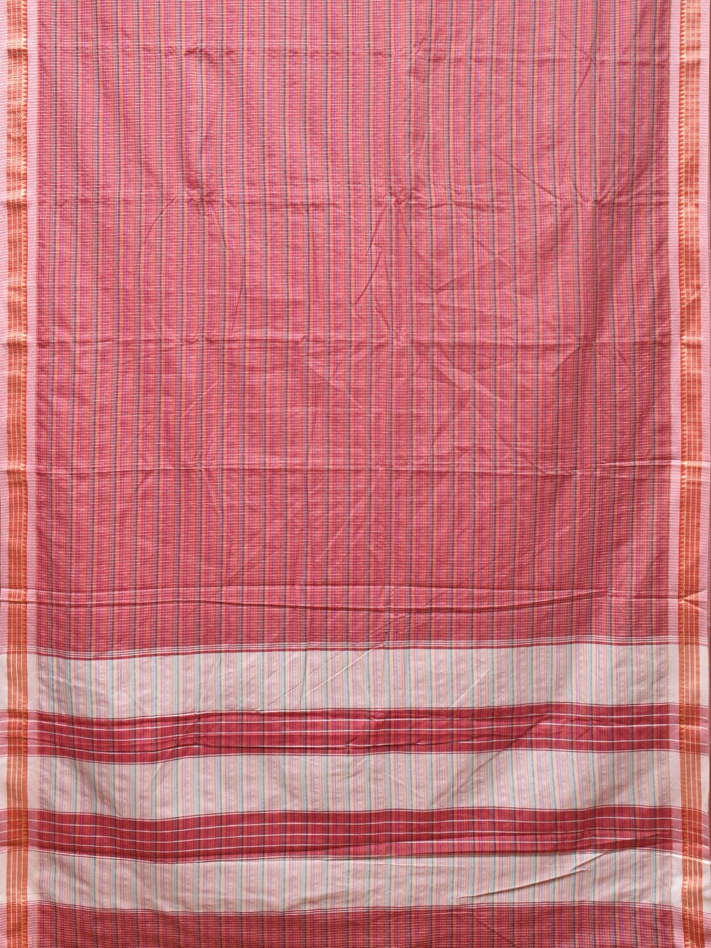 Pink Bamboo Cotton Plain Saree with Checks Design No Blouse - Global Threads | Grocsy