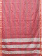 Pink Bamboo Cotton Plain Saree with Checks Design No Blouse - Global Threads | Grocsy