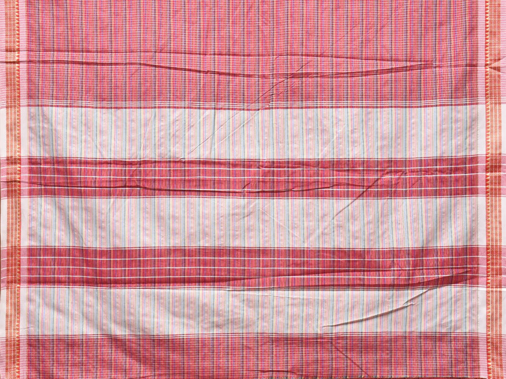 Pink Bamboo Cotton Plain Saree with Checks Design No Blouse - Global Threads | Grocsy