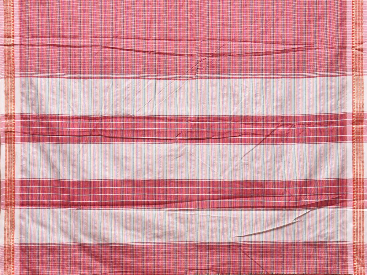 Pink Bamboo Cotton Plain Saree with Checks Design No Blouse - Global Threads | Grocsy