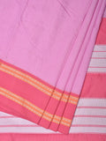 Pink Bamboo Cotton Saree with Small Checks Design No Blouse - Global Threads | Grocsy