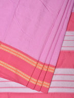 Pink Bamboo Cotton Saree with Small Checks Design No Blouse - Global Threads | Grocsy