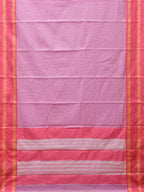 Pink Bamboo Cotton Saree with Small Checks Design No Blouse - Global Threads | Grocsy