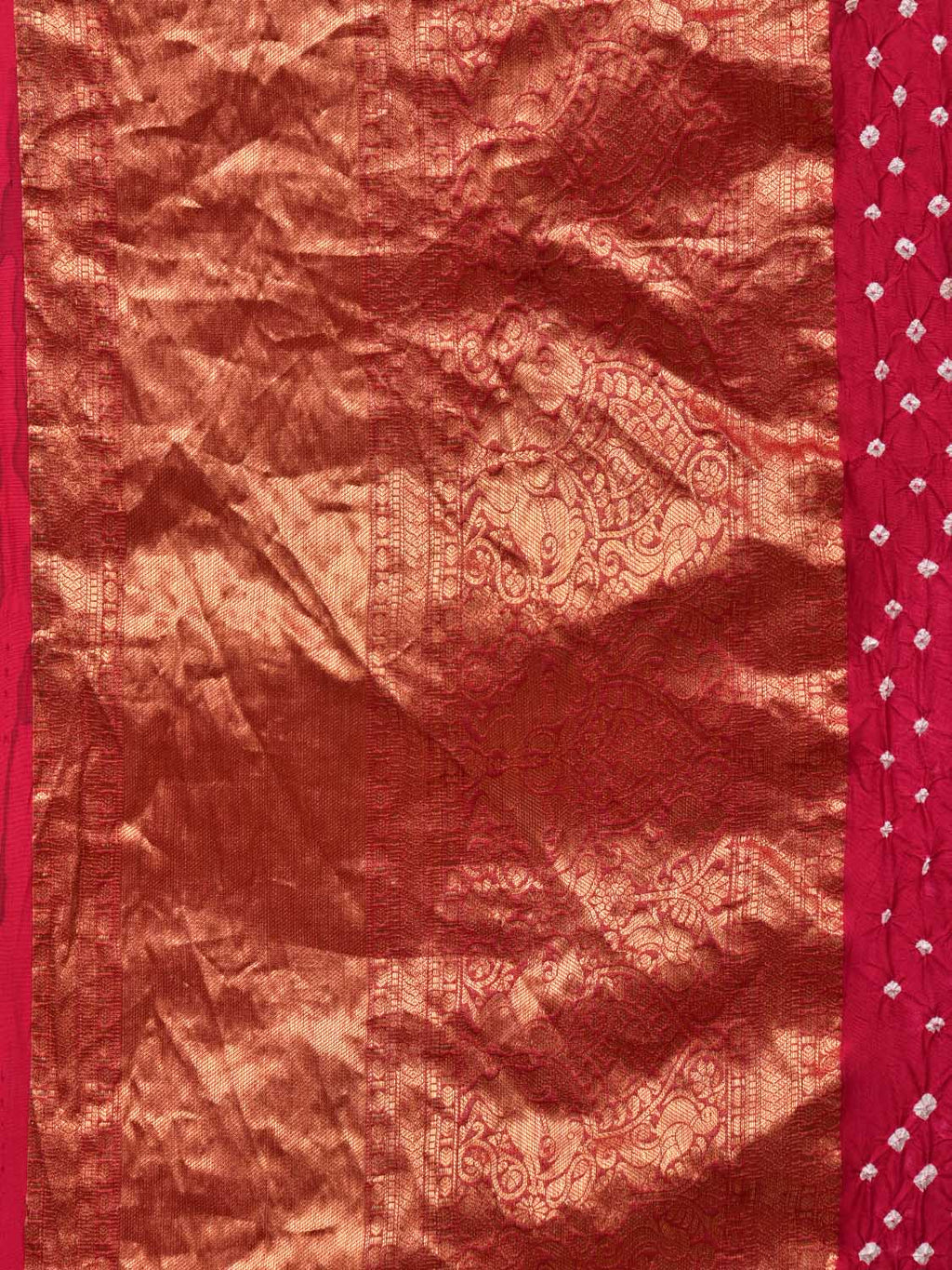 Pink Bandhani Kanchipuram Silk Handloom Saree with Kalamkari Pallu and Blouse Design - Global Threads | Grocsy