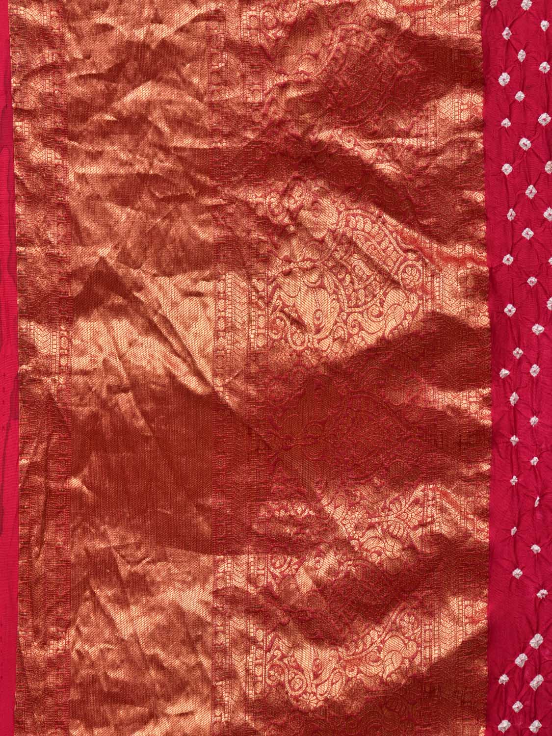 Pink Bandhani Kanchipuram Silk Handloom Saree with Kalamkari Pallu and Blouse Design - Global Threads | Grocsy