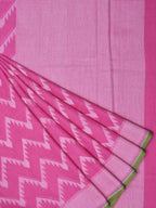 Pink Cotton Cut Work Handloom Saree with Zig-Zag Design - Global Threads | Grocsy