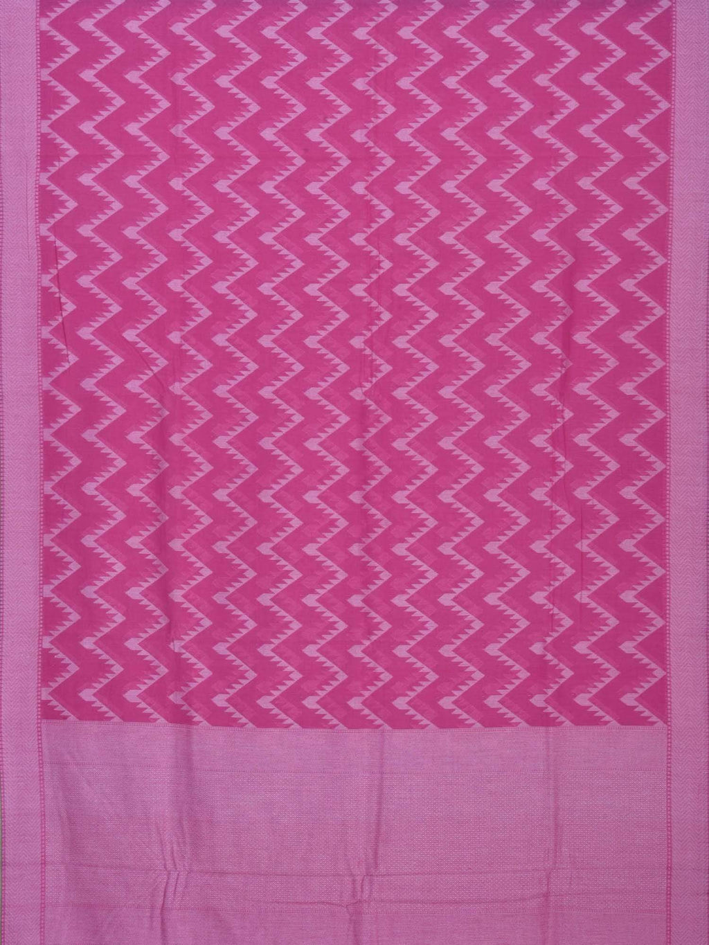 Pink Cotton Cut Work Handloom Saree with Zig-Zag Design - Global Threads | Grocsy