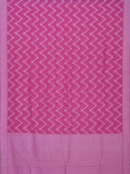 Pink Cotton Cut Work Handloom Saree with Zig-Zag Design - Global Threads | Grocsy