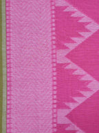 Pink Cotton Cut Work Handloom Saree with Zig-Zag Design - Global Threads | Grocsy