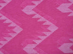 Pink Cotton Cut Work Handloom Saree with Zig-Zag Design - Global Threads | Grocsy