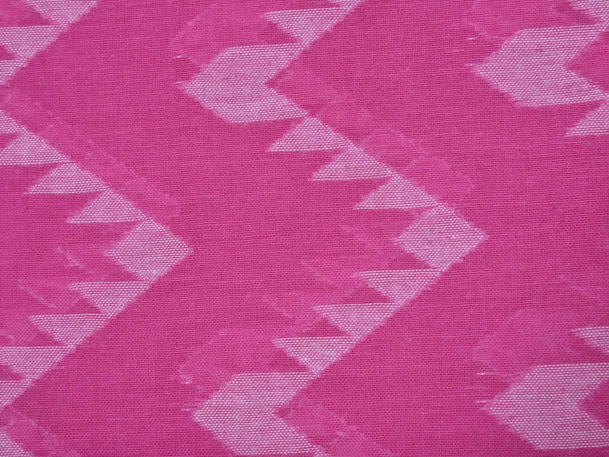 Pink Cotton Cut Work Handloom Saree with Zig-Zag Design - Global Threads | Grocsy