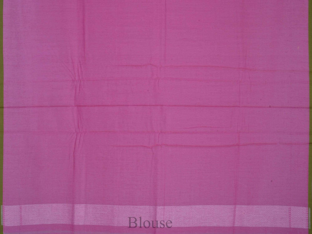 Pink Cotton Cut Work Handloom Saree with Zig-Zag Design - Global Threads | Grocsy