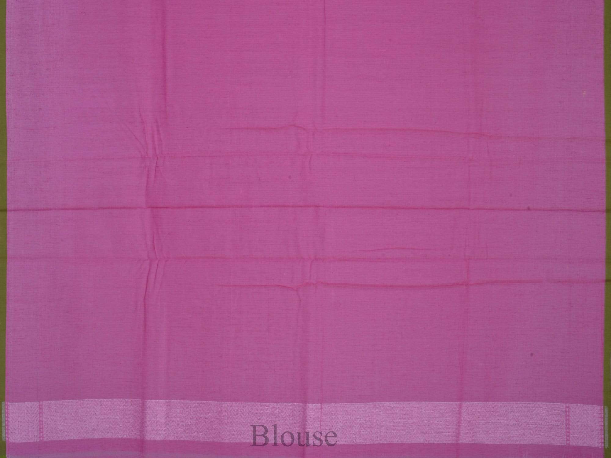Pink Cotton Cut Work Handloom Saree with Zig-Zag Design - Global Threads | Grocsy
