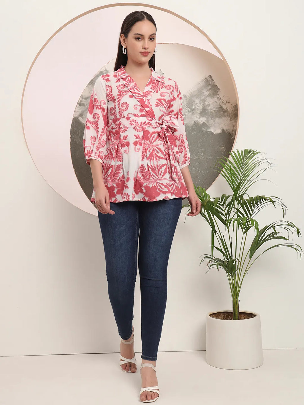 Yufta Pink Cotton Peplum Top | Grocsy