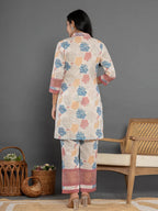 Yufta Pink Cotton Schiffli Co-Ord Set With Lace Detailing | Grocsy
