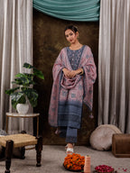 Yufta Pink Cotton Schiffli Floral Print Kurta Dupatta Set With Lace Detailing | Grocsy