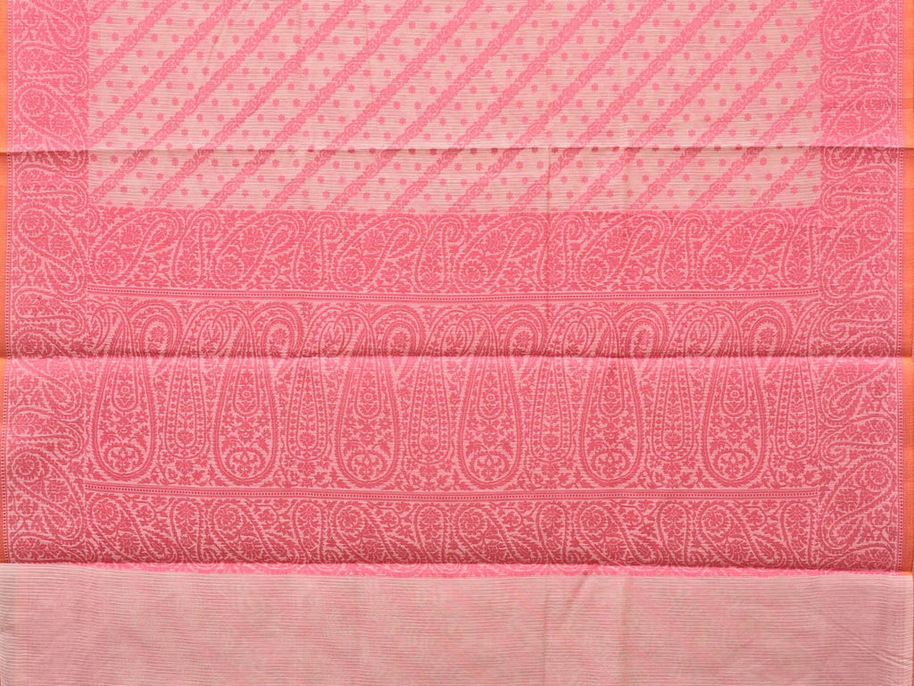 Pink Cut Work Sico Cotton Saree with Diagonal and Mango Border Design - Global Threads | Grocsy