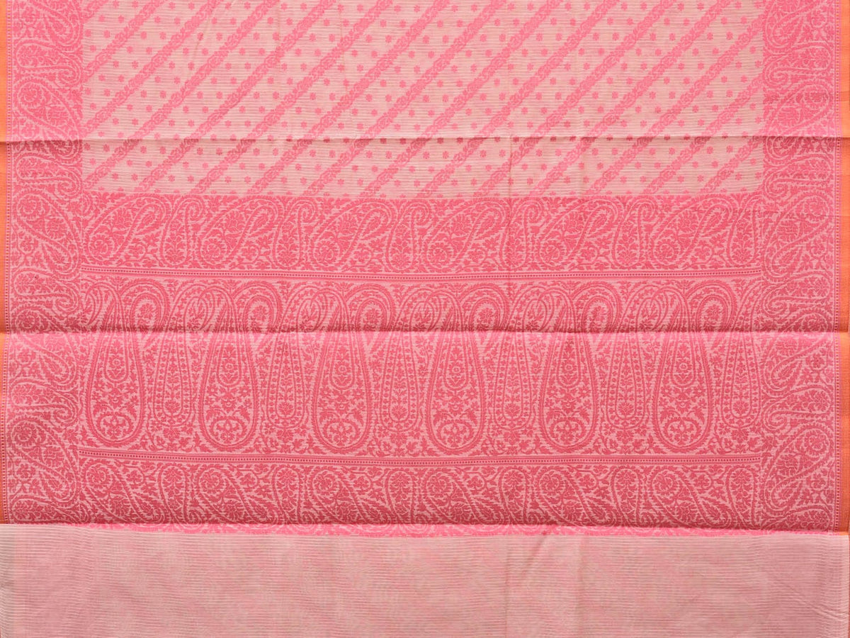 Pink Cut Work Sico Cotton Saree with Diagonal and Mango Border Design - Global Threads | Grocsy