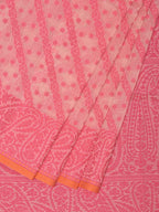 Pink Cut Work Sico Cotton Saree with Diagonal and Mango Border Design - Global Threads | Grocsy