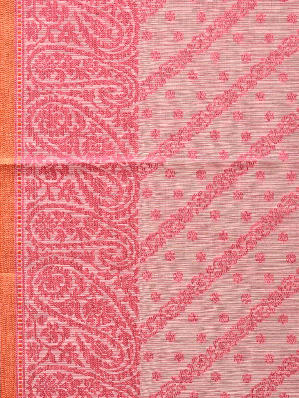 Pink Cut Work Sico Cotton Saree with Diagonal and Mango Border Design - Global Threads | Grocsy