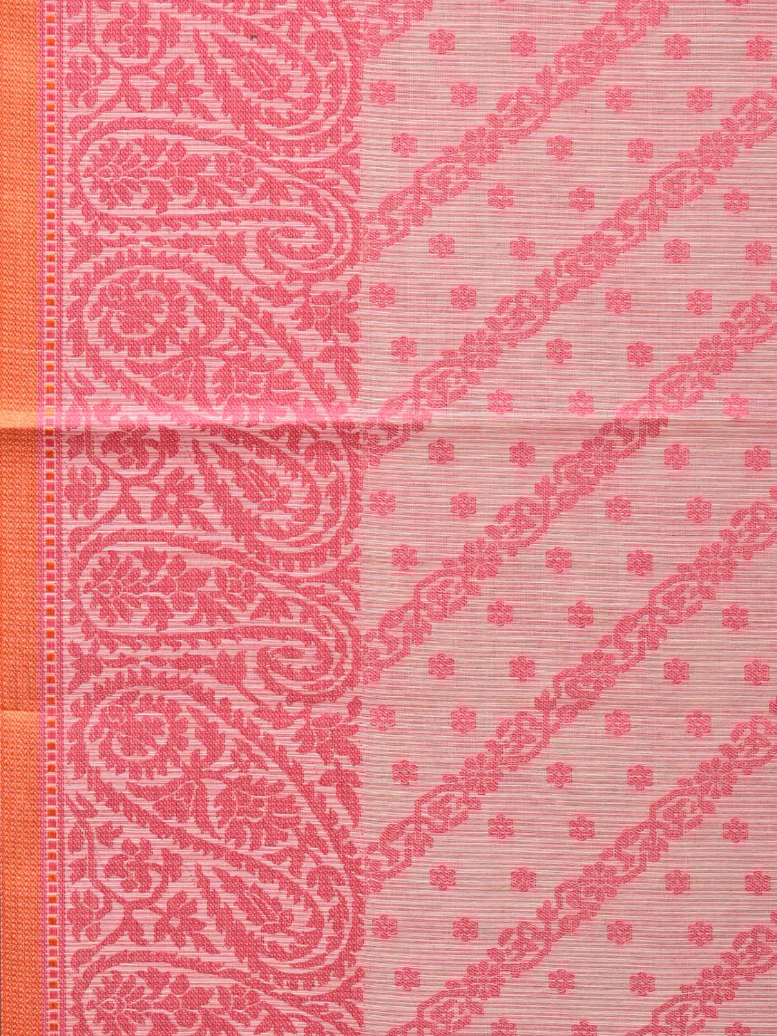 Pink Cut Work Sico Cotton Saree with Diagonal and Mango Border Design - Global Threads | Grocsy