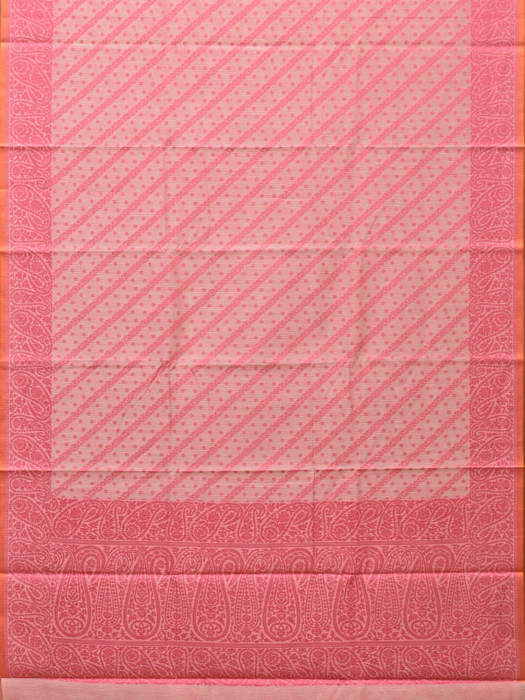Pink Cut Work Sico Cotton Saree with Diagonal and Mango Border Design - Global Threads | Grocsy