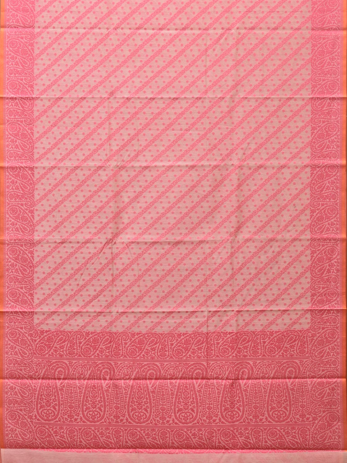 Pink Cut Work Sico Cotton Saree with Diagonal and Mango Border Design - Global Threads | Grocsy