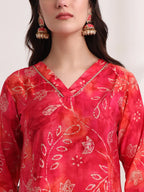 Yufta Pink Ethnic Motifs Lace Work Anarkali Kurta And Trouser With Dupatta Set | Grocsy
