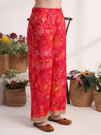 Yufta Pink Ethnic Motifs Lace Work Anarkali Kurta And Trouser With Dupatta Set | Grocsy