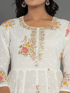 Yufta Pink Gota_Patti Cotton Anarkali Kurta Dupatta Pant Set | Grocsy