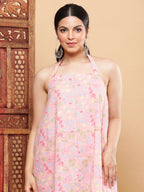 BohoJazz Pink Vacay Halter Top with Comfort Pants Co-ord Set | Grocsy
