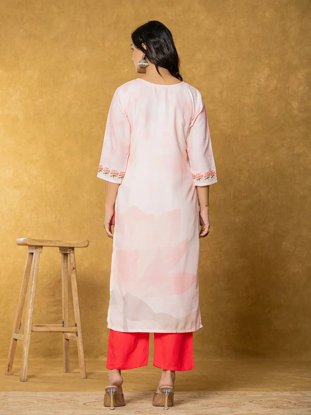 Yufta Pink Linen Kurta Dupatta Pant Set | Grocsy