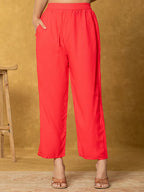 Yufta Pink Linen Kurta Dupatta Pant Set | Grocsy