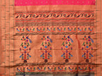 Pink Paithani Silk Handloom Saree with Triple Muniya Border Design - Global Threads | Grocsy