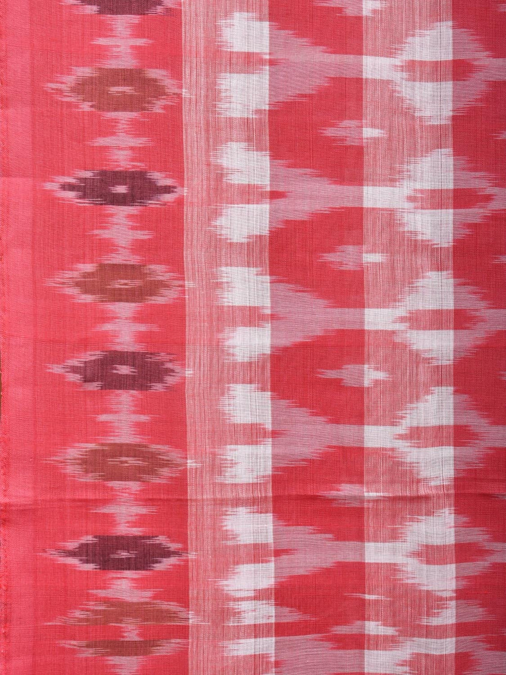 Pink Pochampally Ikat Cotton Handloom Saree with Strips Design No Blouse - Global Threads | Grocsy